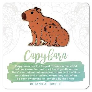 Capybara Enamel Pin - Gold Plated Nature Jewelry - Wildlife & Animal Brooch